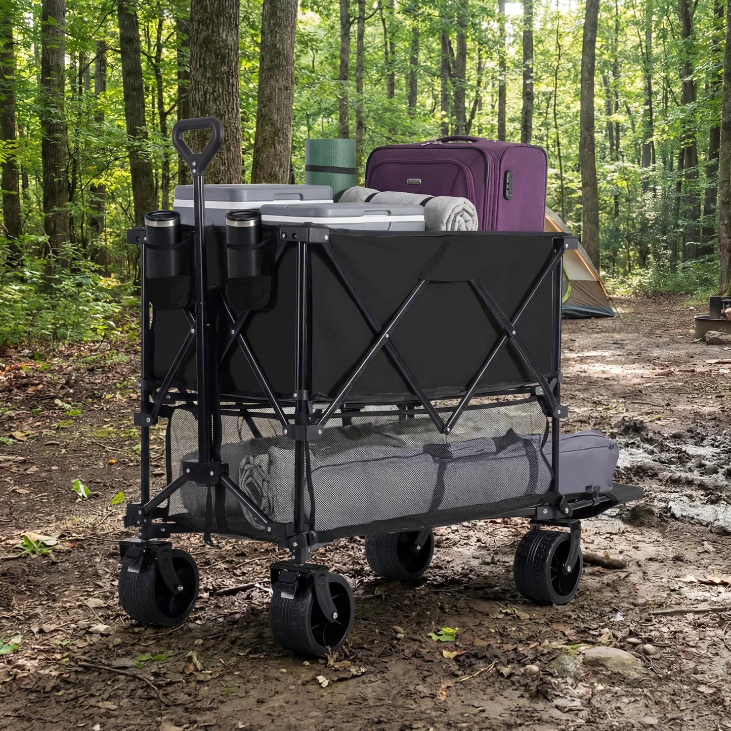 JHK Double Decker Wagon Collapsible Folding Cart Garden Beach Camping