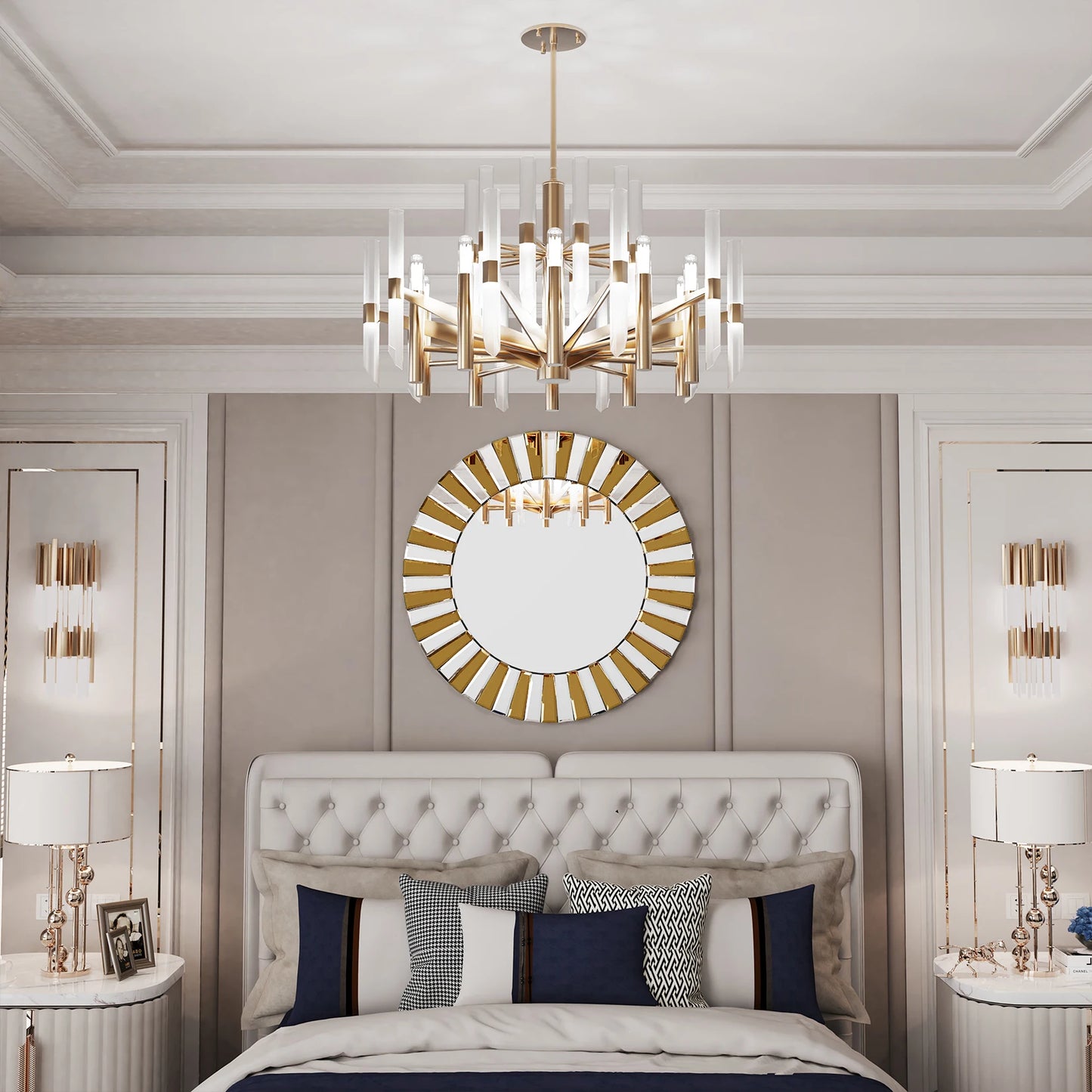 Round Starburst Wall Mirror Decor For Living Room Elegance