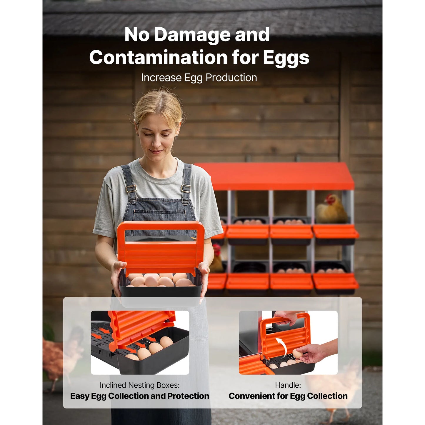 SucceBuy Chicken Nesting Boxes With Roll Out Lids Easy Assemble
