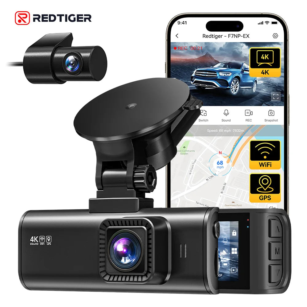 Redtiger F7NP-EX 4K Dash Cam With Built In Wifi And GPS