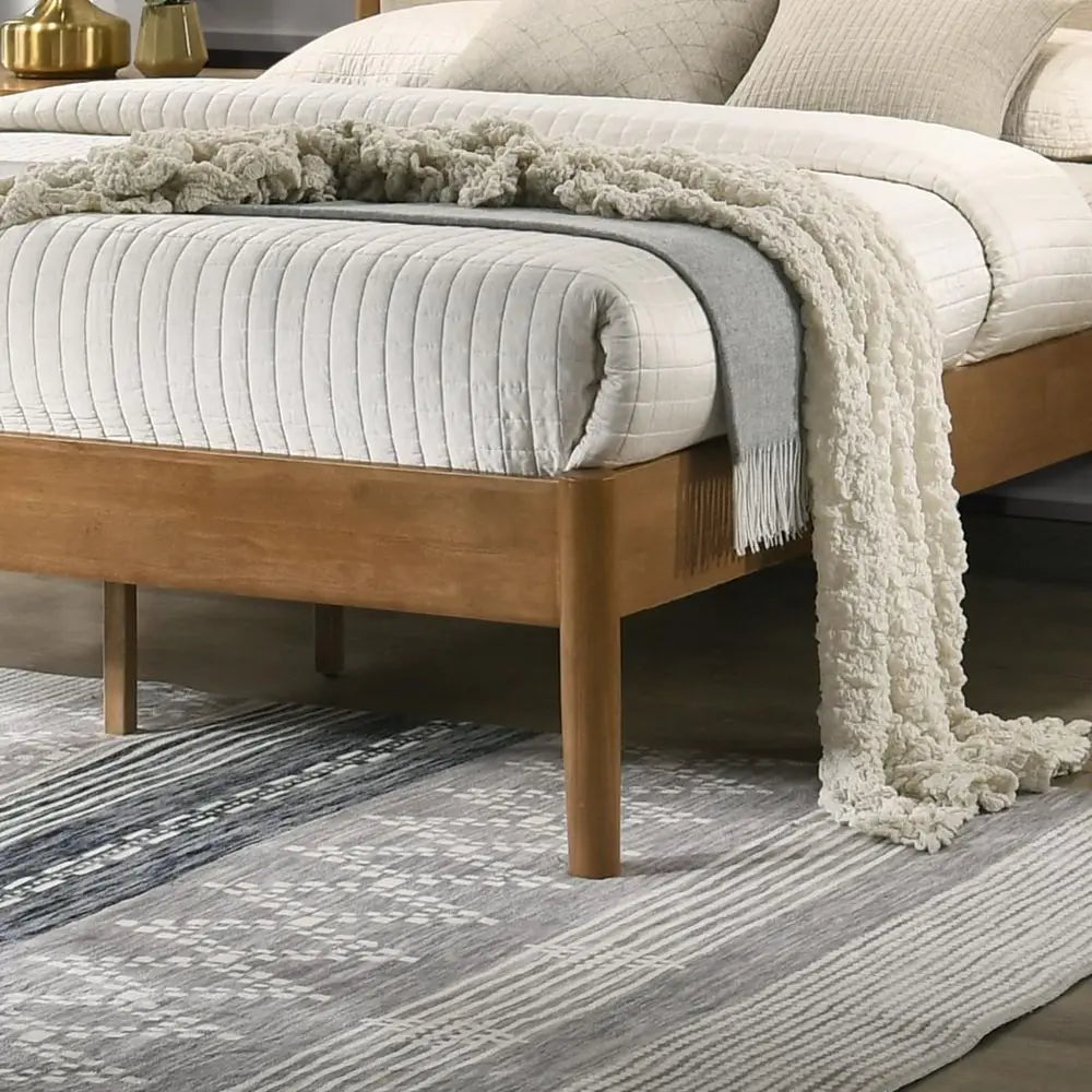 YTYIN Vichy Rubberwood Bedroom Set With Upholstered Bed And Nightstand