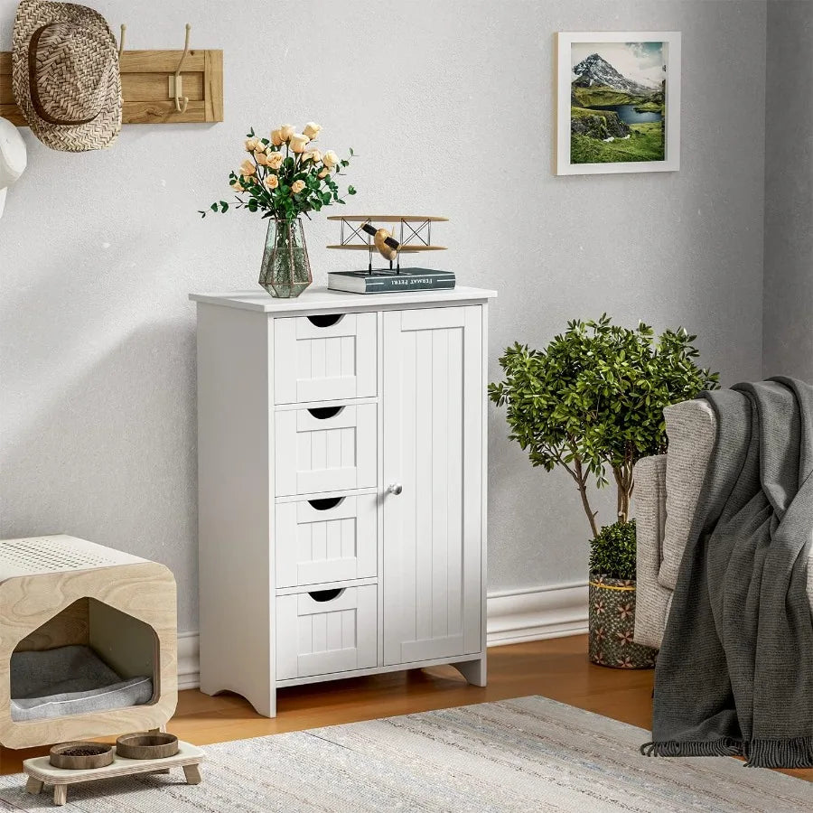 XIUWO Bathroom Storage Cabinet With Adjustable Shelves