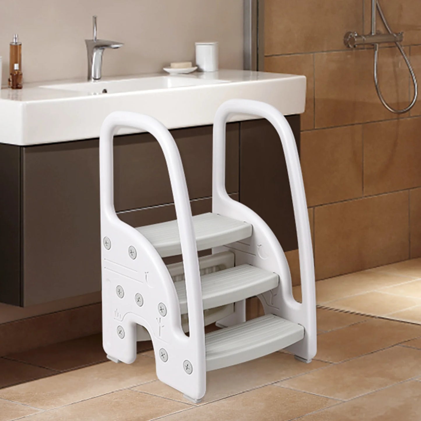 Toddler Step Stool With Handles Dual Tier Plastic Durable