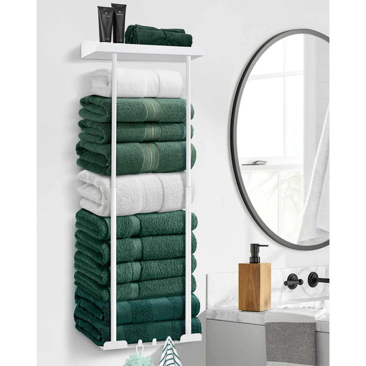 Stainless Steel Double Wall Mounted Towel Rack Bathroom Organizer