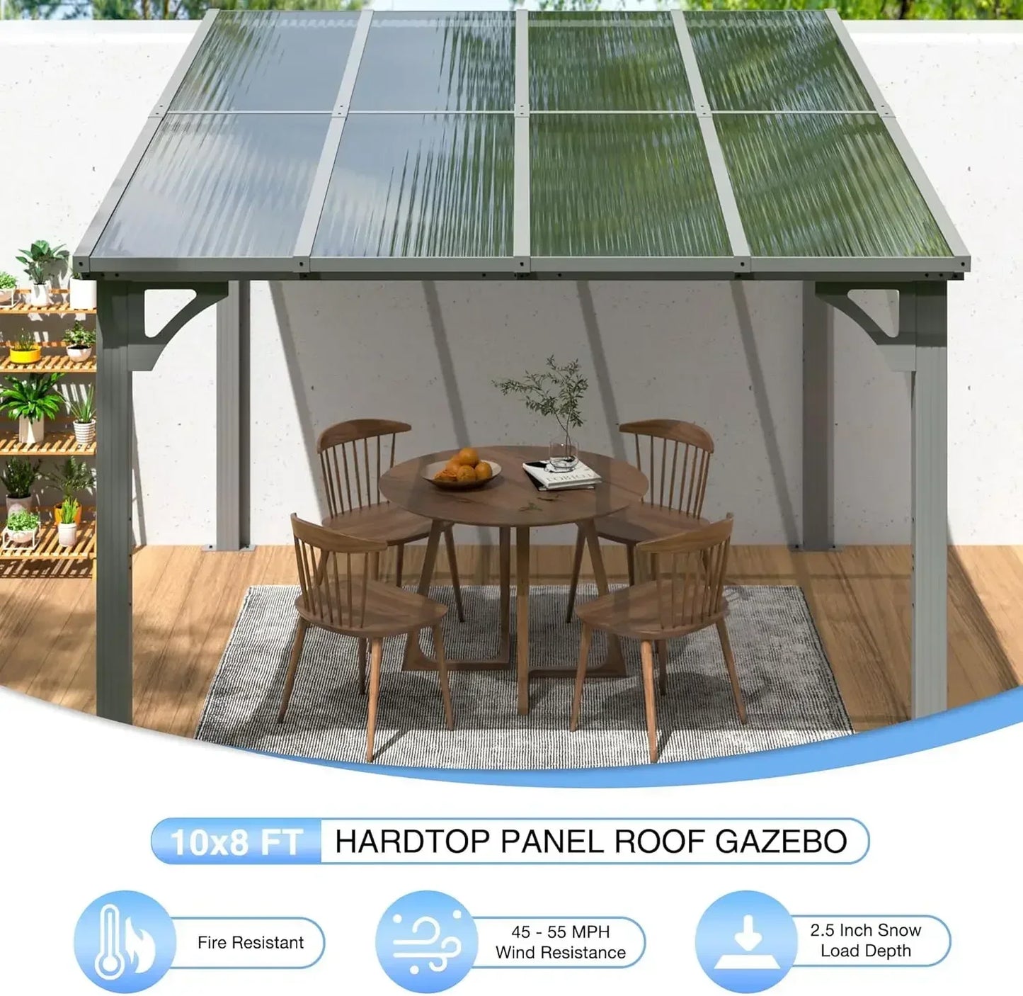 Outdoor Gazebo Pergola With Hardtop For Patio Shade And Rain