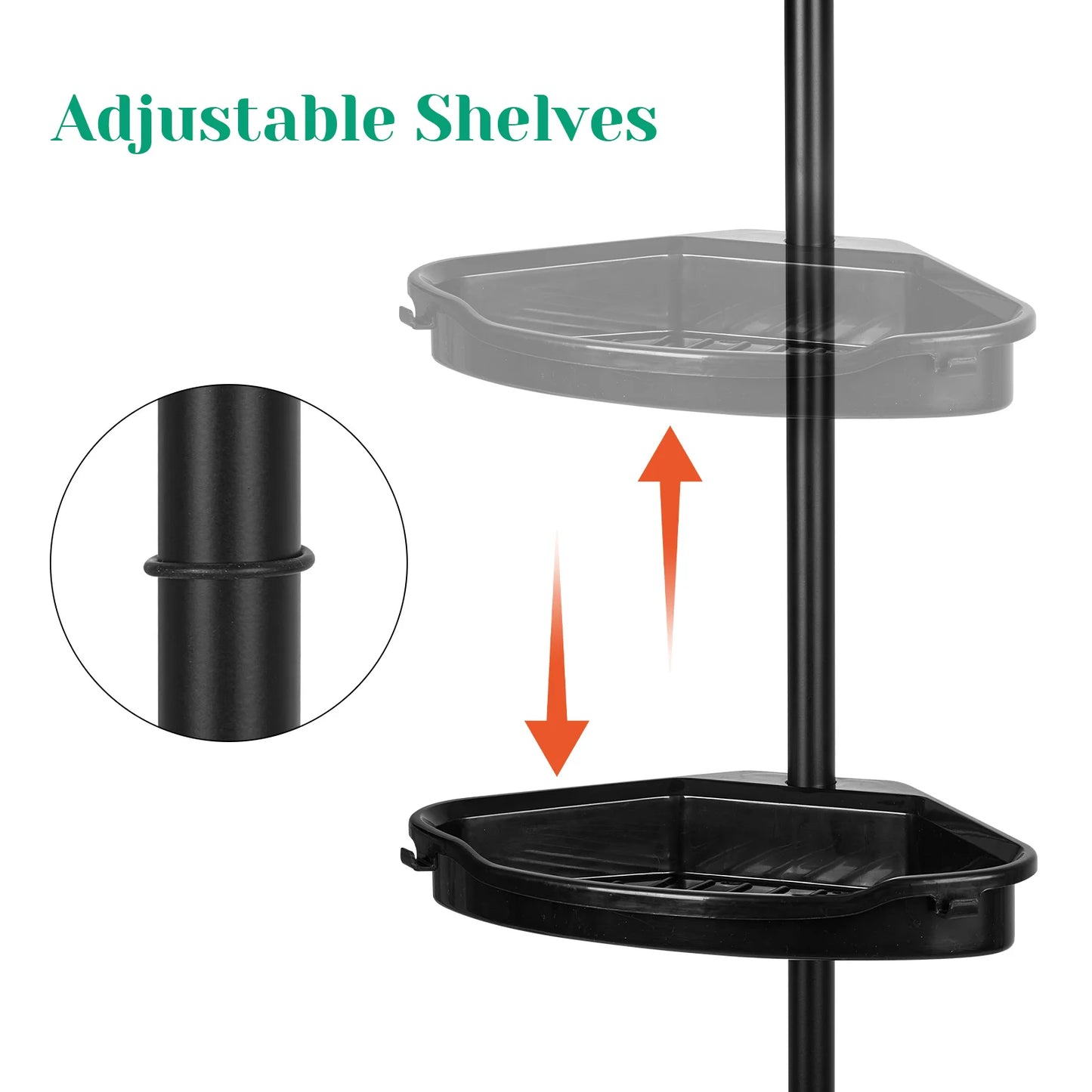 HiMISS Corner Shower Caddy With Tension Pole 4Tier Organizer