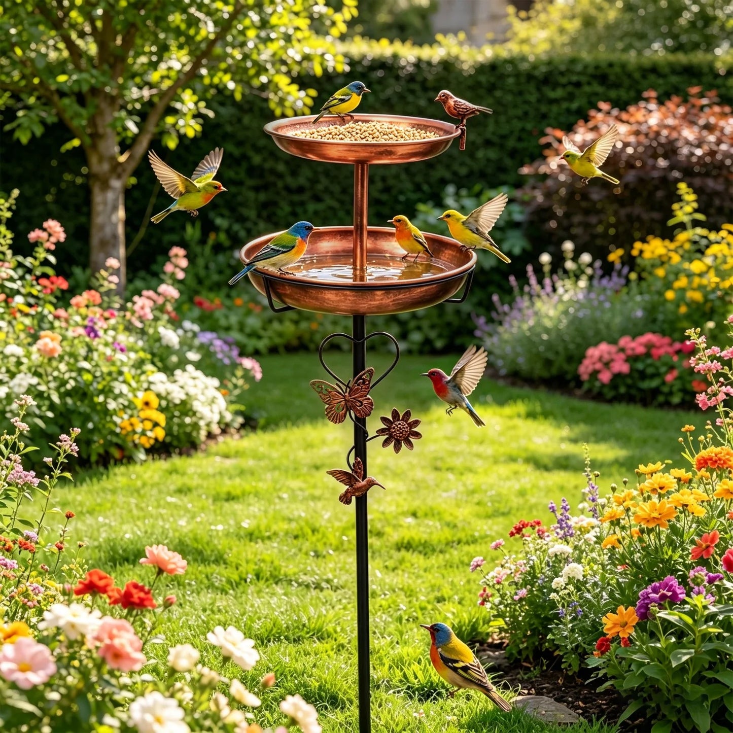 Premium Double Layer Bird Bath Stand For Outdoor Garden Decor