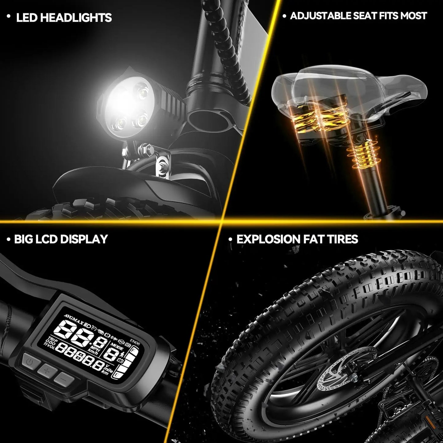 CYBERVELO 1000W Foldable Electric Bike With Removable Battery Mars700