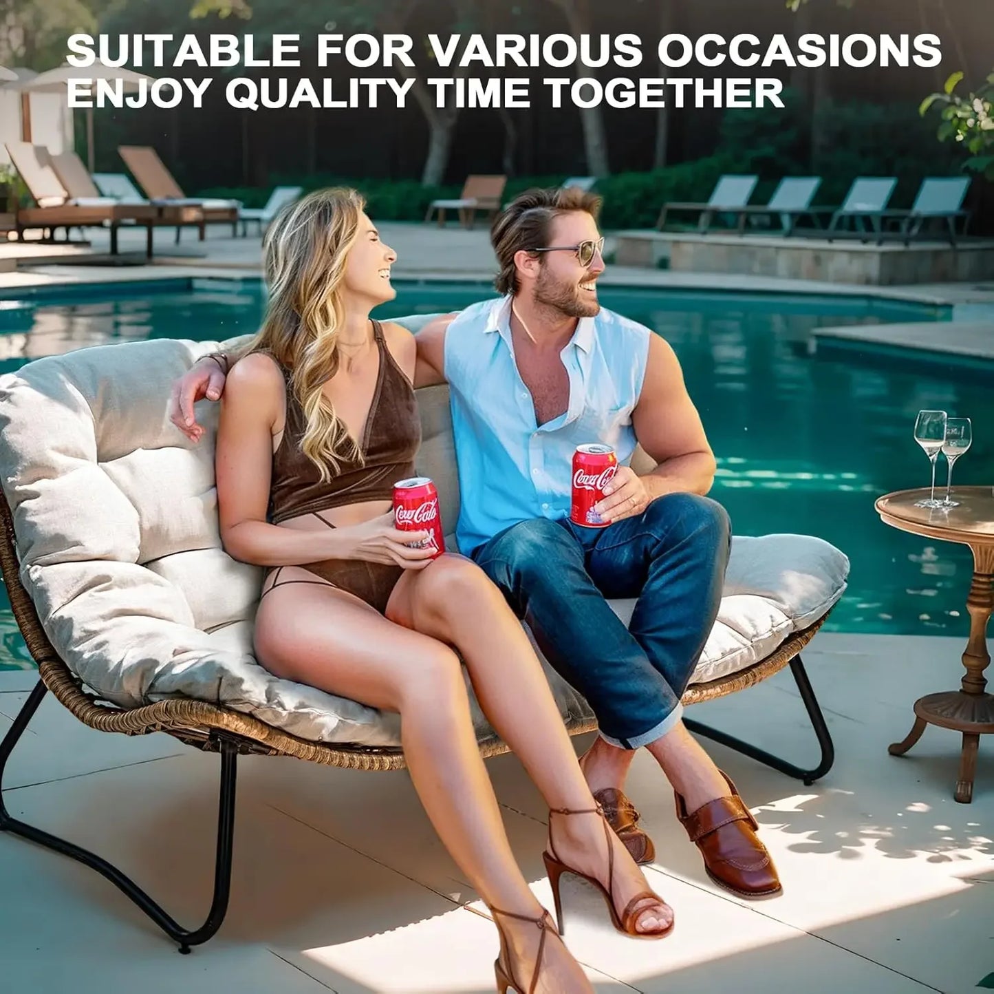 Outdoor Loveseat All Weather Boho Rattan Patio Furniture