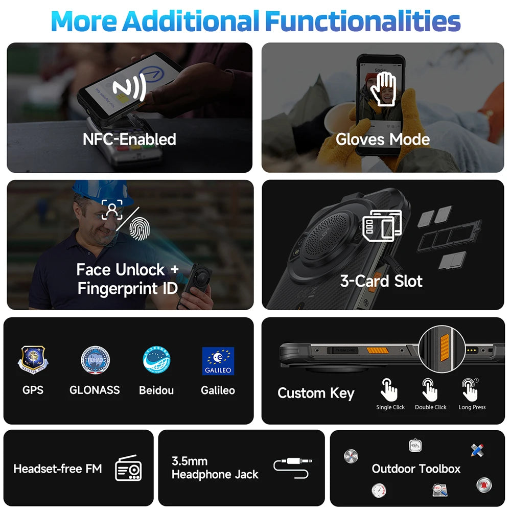 Ulefone RugKing Rugged Phone Android 15 Waterproof 9600mAh NFC