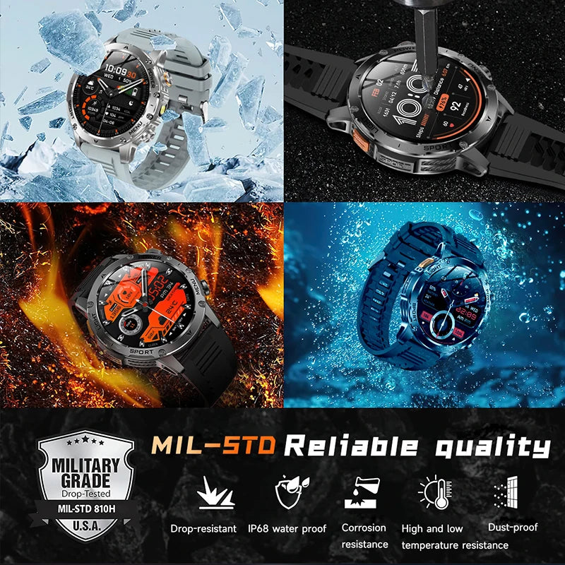 Outdoor Sports Smartwatch With Heart Rate Blood Oxygen IP68 Waterproof