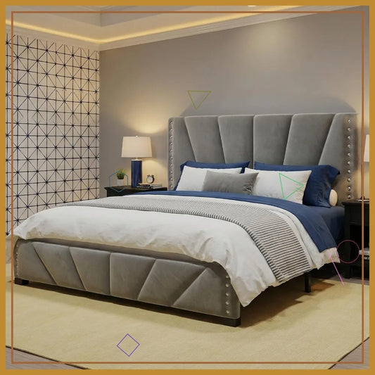 Queen Bed Frame With Headboard USB Charging LED Lights
