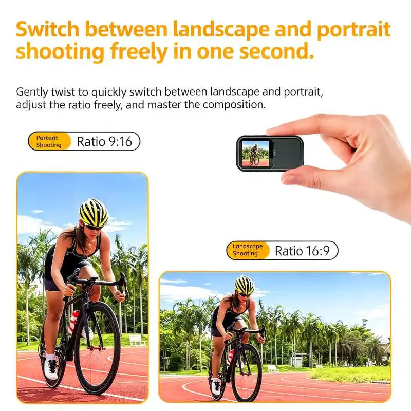 5K HD Action Camera With Wearable Pendant And Dual Screen