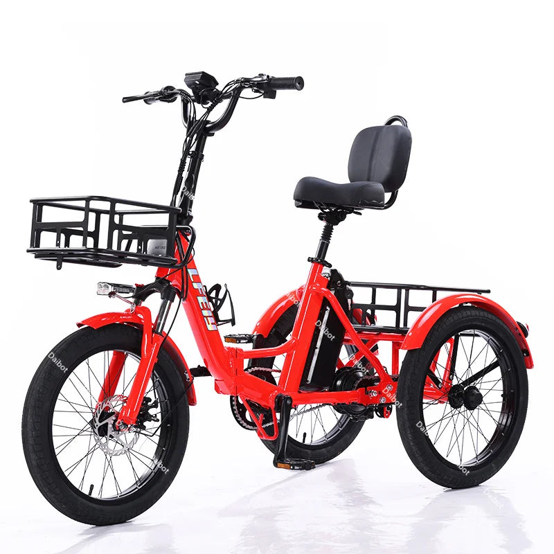 Foldable Electric Tricycle Cargo Adult Senior For Lithium Battery Removable Waterproof Anti-Theft 48V 3 Wheel Electric Bicycle