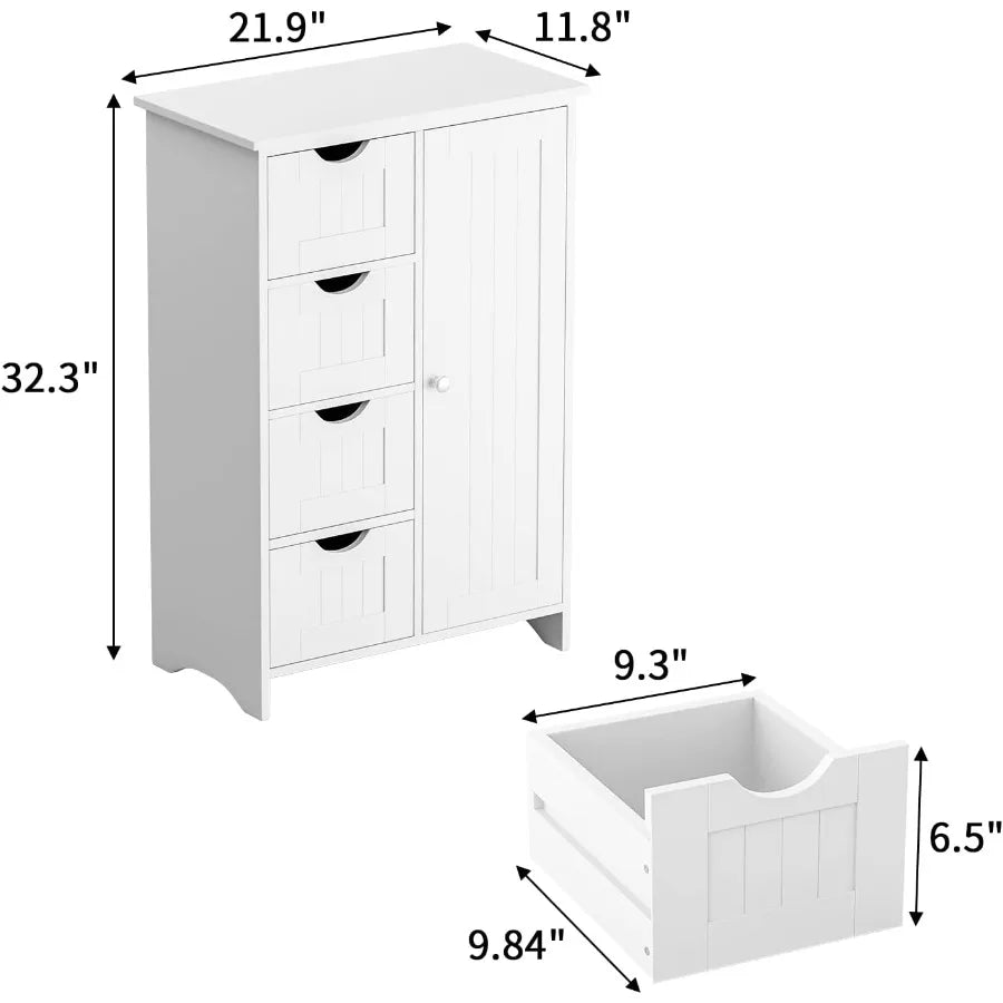 XIUWO Bathroom Storage Cabinet With Adjustable Shelves
