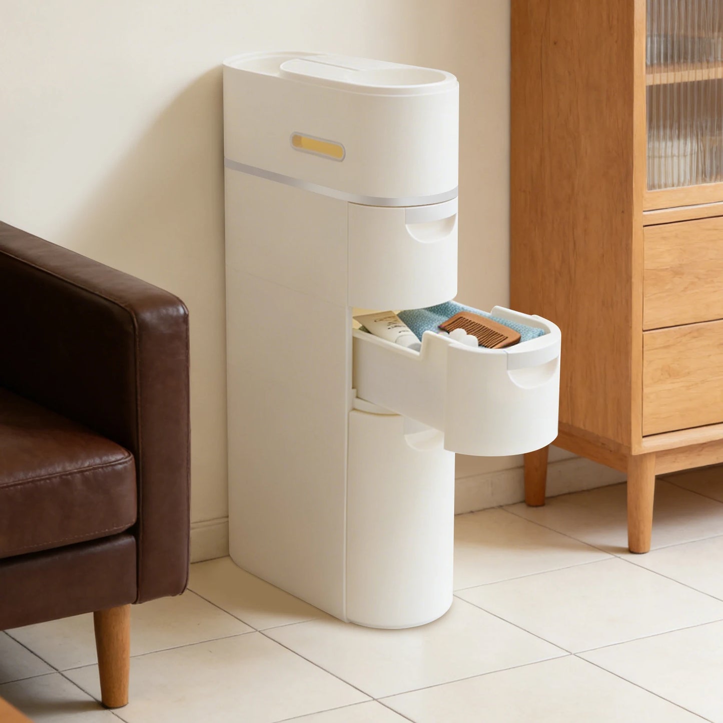 Bymaocar Three Tier Bathroom Cabinet Freestanding Narrow Storage
