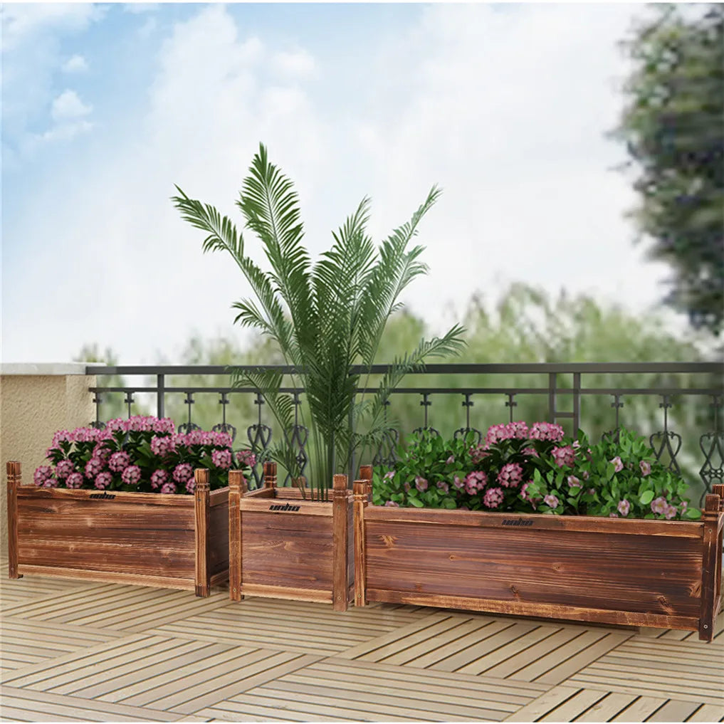 Premium Wooden Raised Flower Planter For Indoor Outdoor Gardening