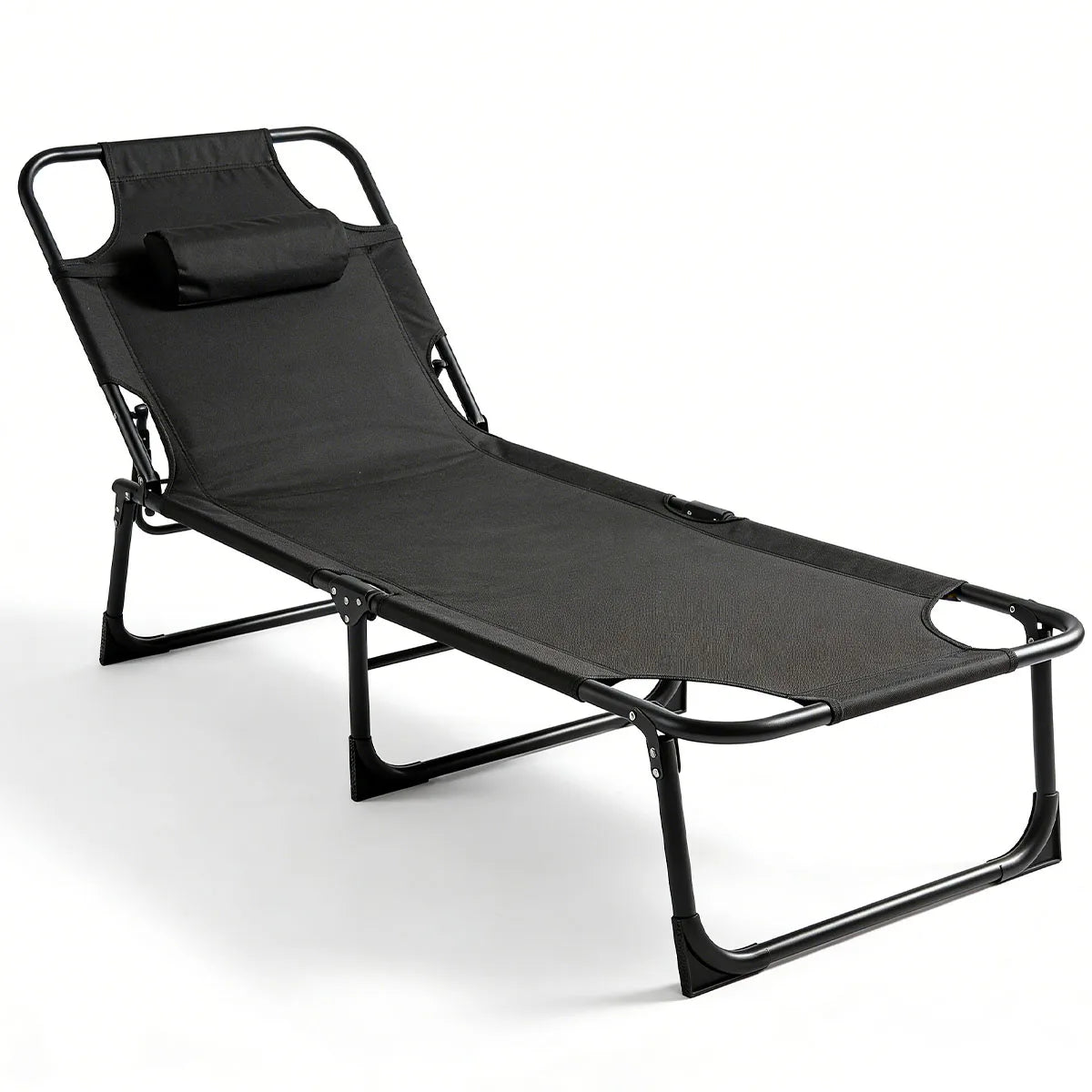 Adjustable Folding Reclining Outdoor Lounge Chair With Removable Cushion