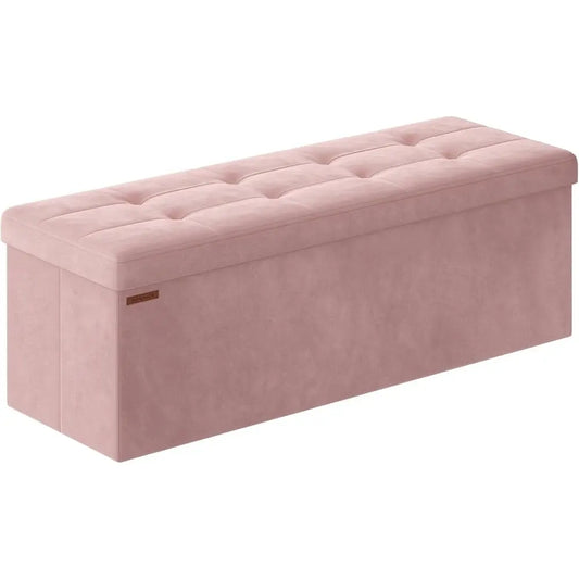 Ottoman Storage Bench With Velvet Top And Internal Storage