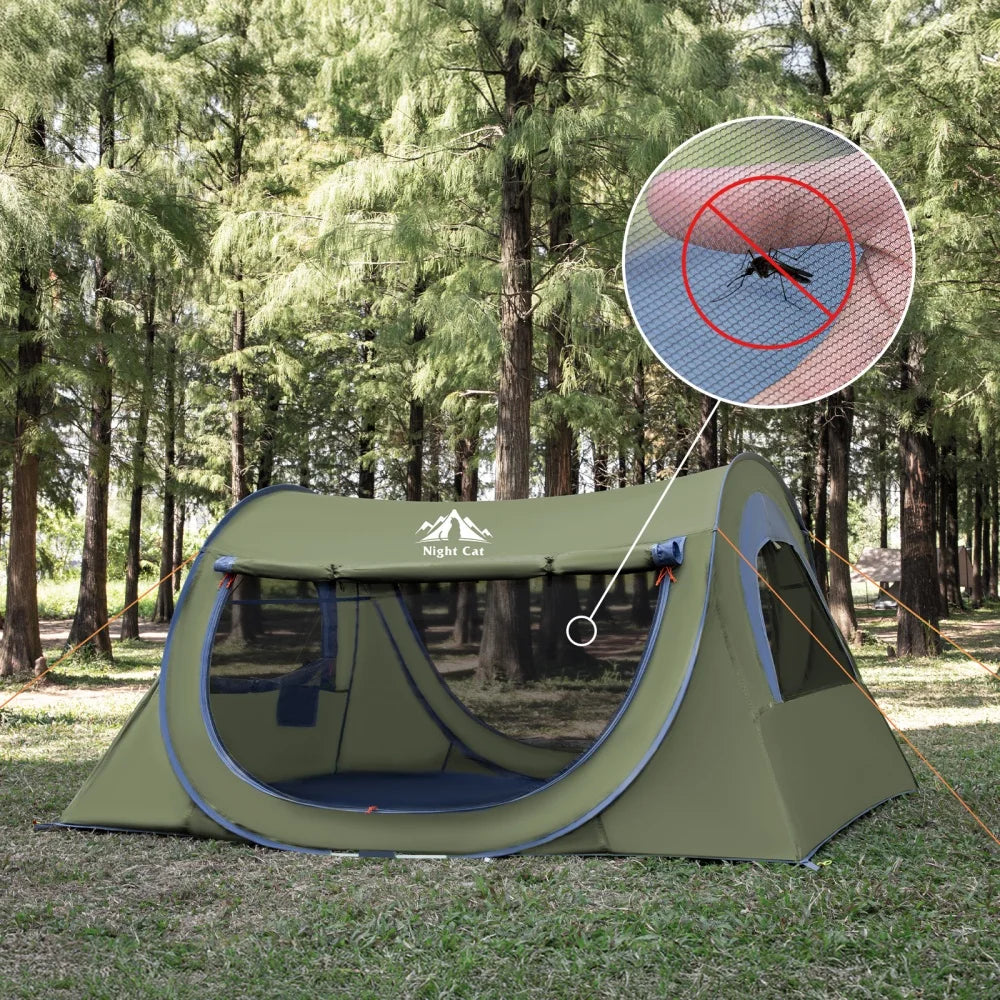 Night Cat Pop Up Waterproof Camping Tent With Integrated Mosquito Net