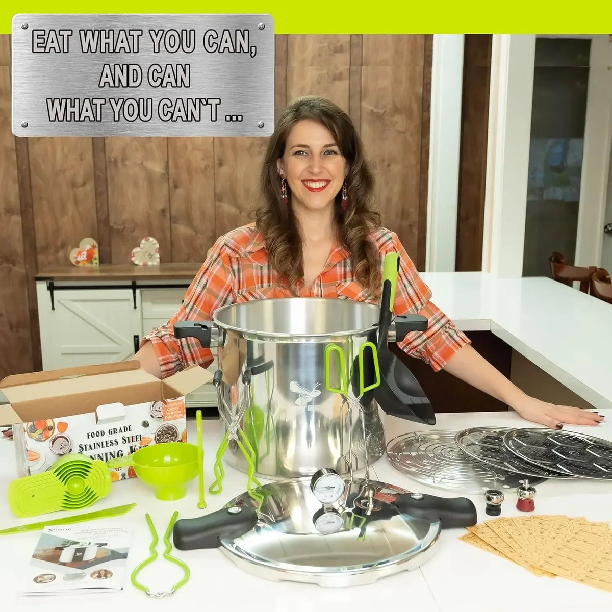 Pressure Canner and Water Bath Canning Starter Kit with Gauge and Accessories