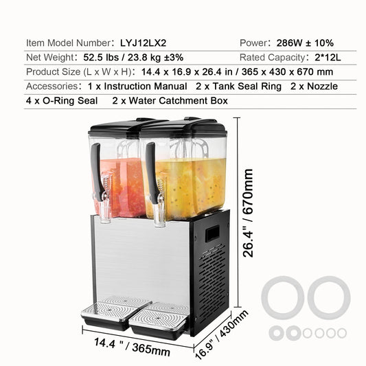 SucceBuy Commercial Beverage Dispenser Stainless Steel
