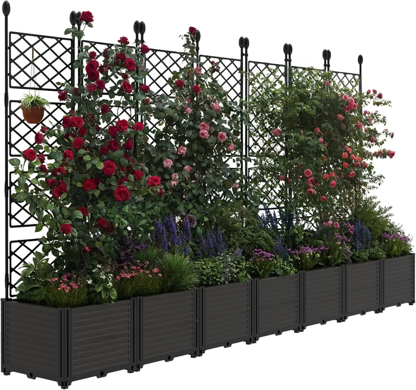 TWISTER.CK Plastic Planter Box With Trellis For Raised Garden Beds