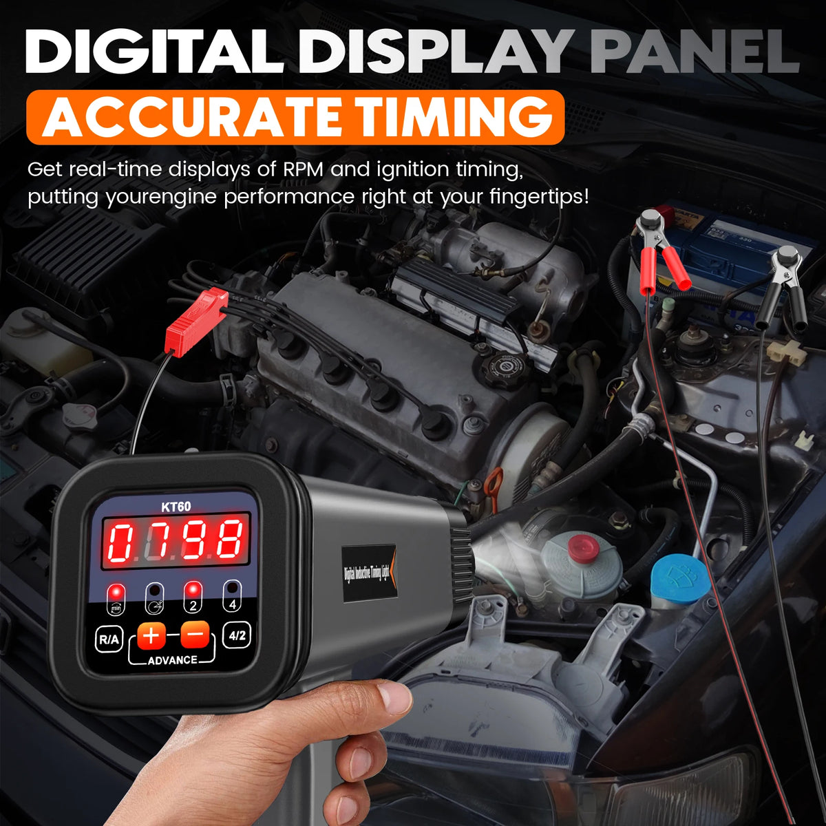 KZYEE KT60 Digital Timing Light With Integrated Tachometer For Vehicles