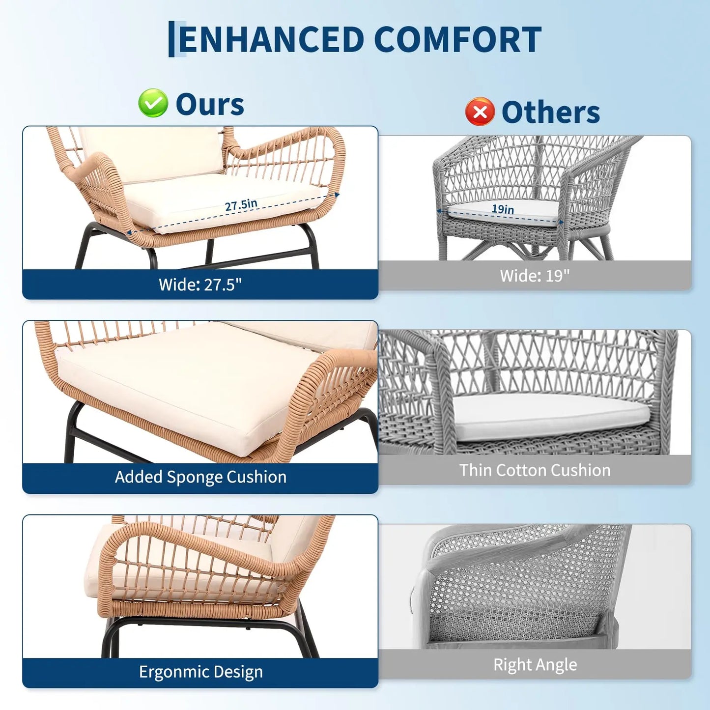 HobbyLane Boho 3 Piece Outdoor Patio Rattan Set With Glass