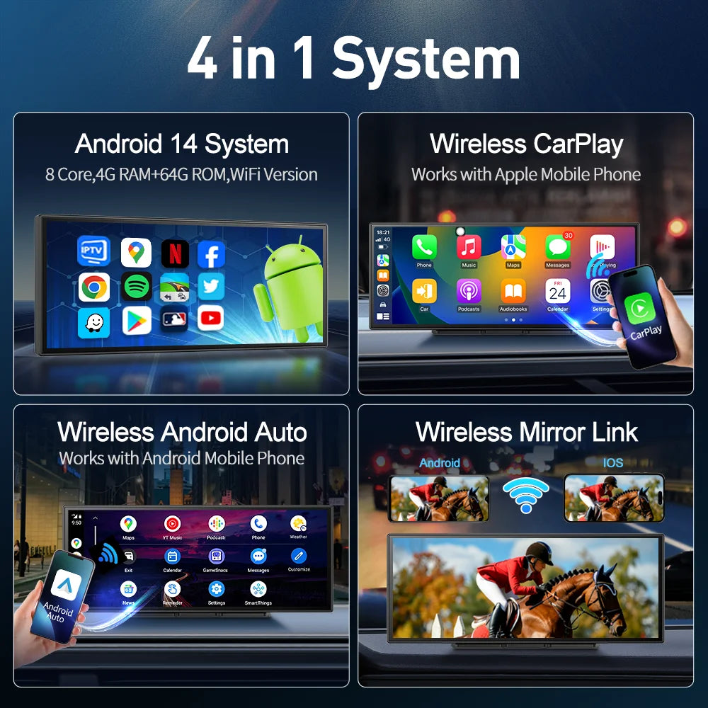 Imagebon Android 14 Dashcam With Carplay And GPS Navigation