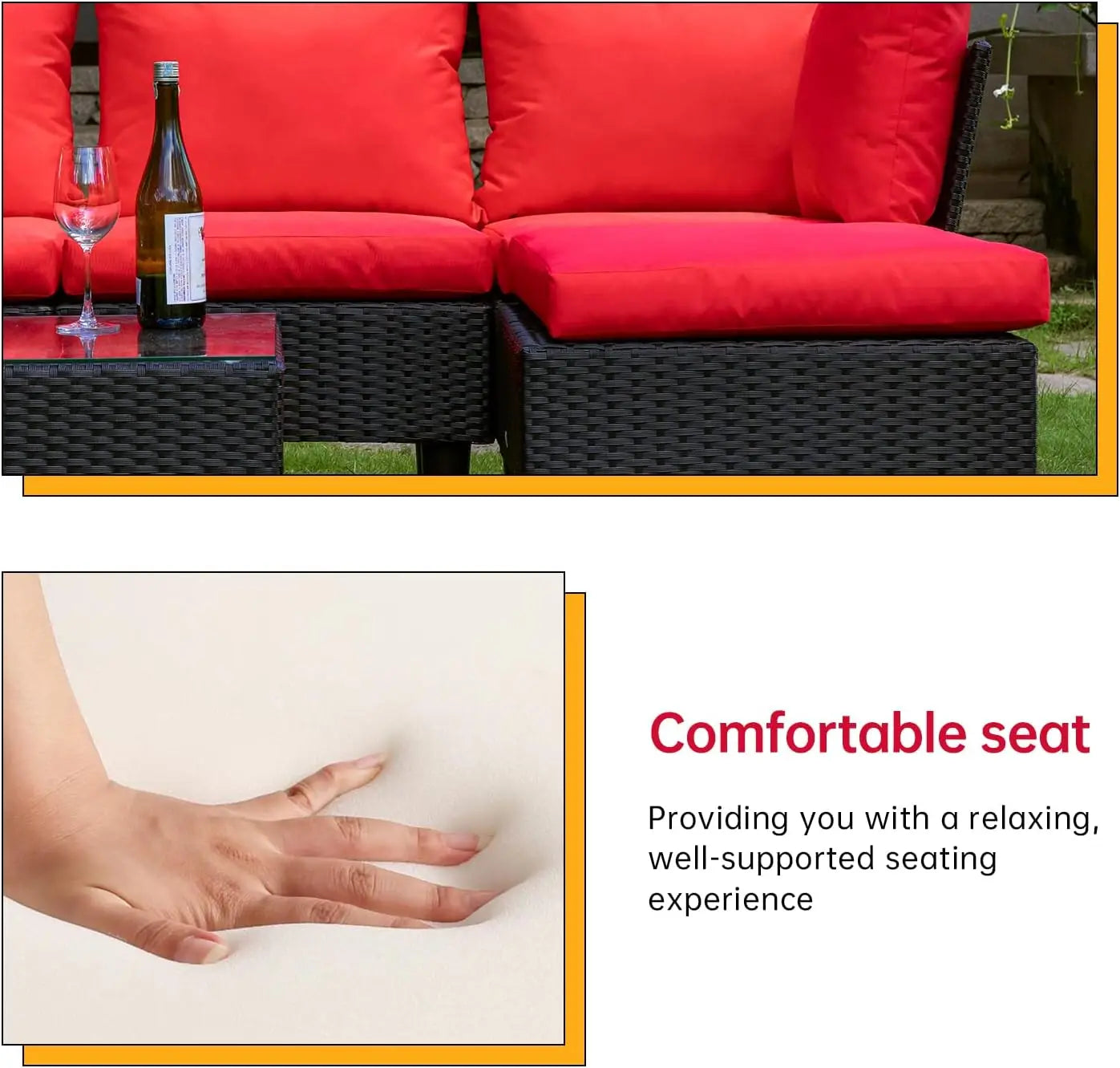 Outdoor Patio Five Piece Wicker Conversation Set For Backyard