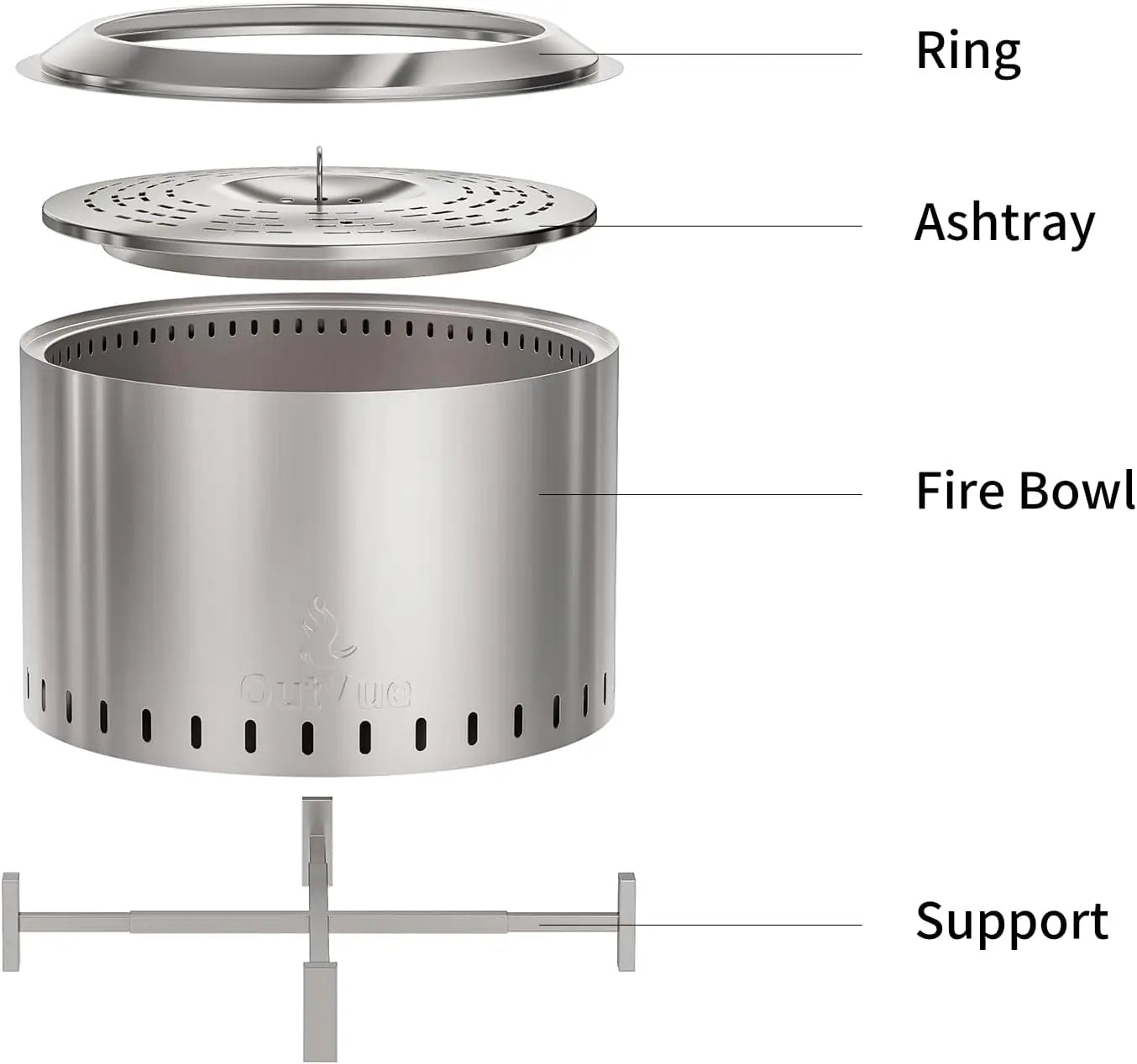 Stainless Steel Smokeless Fire Pit For Outdoor Camping Bonfire