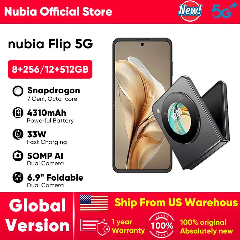 Nubia Flip 5G Smartphone With 120Hz OLED Foldable Display