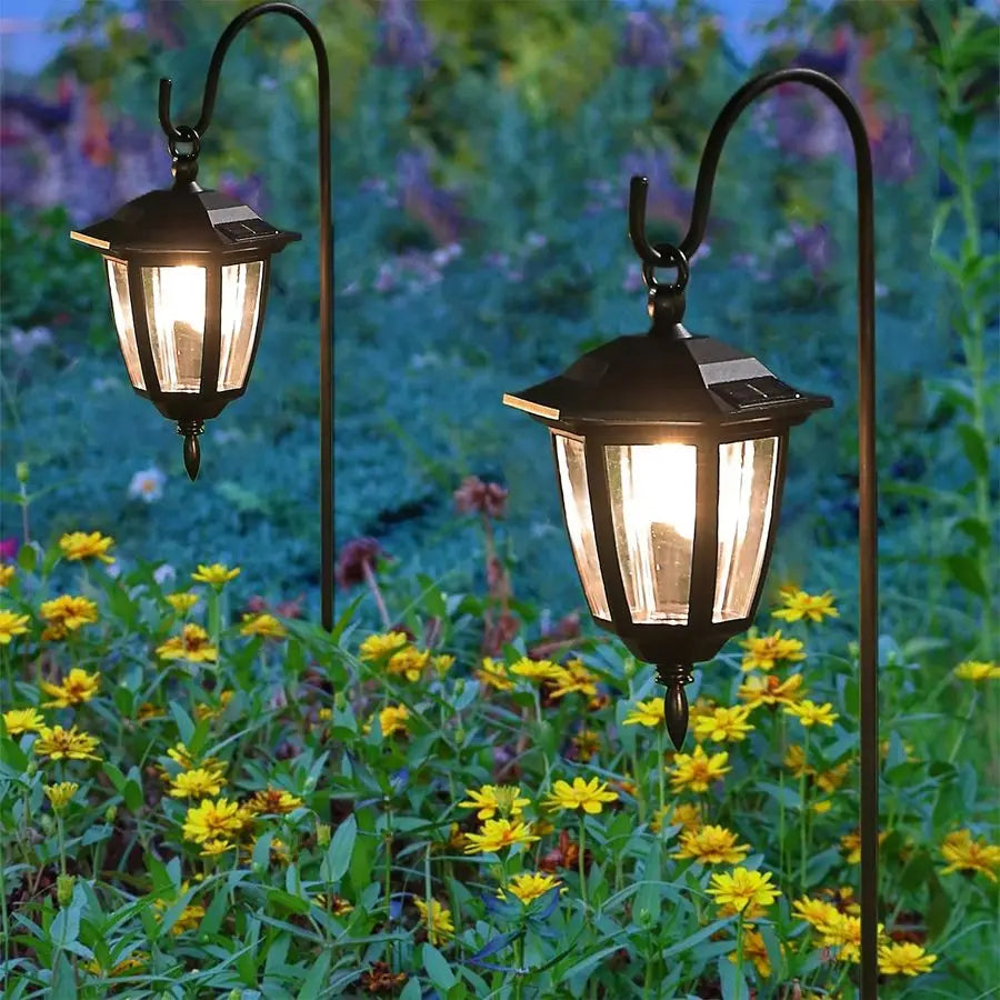 Solar Hanging Lights Outdoor 4 Pack Lanterns With Shepherd Hooks