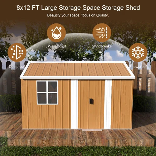 Heavy Duty Metal Storage Shed With Windows Lockable Doors Ventilation