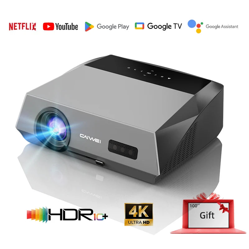 CAIWEI A10Q 4K Beam Projector With 4000 ANSI Google TV Android 14