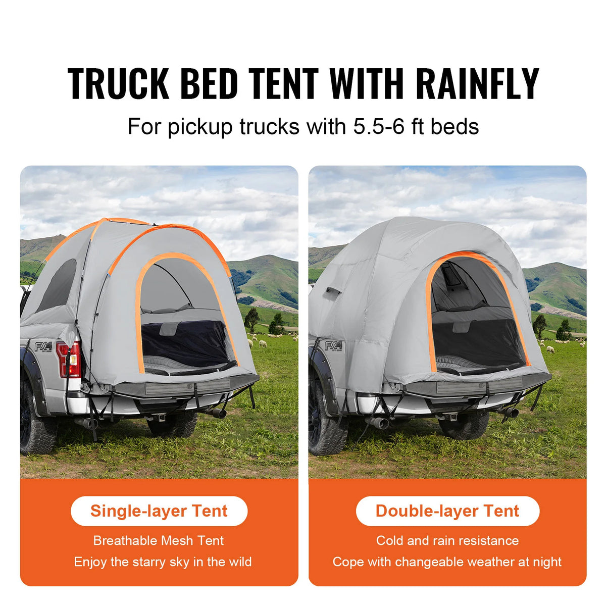 Waterproof Double Layer Truck Bed Tent For Camping Traveling