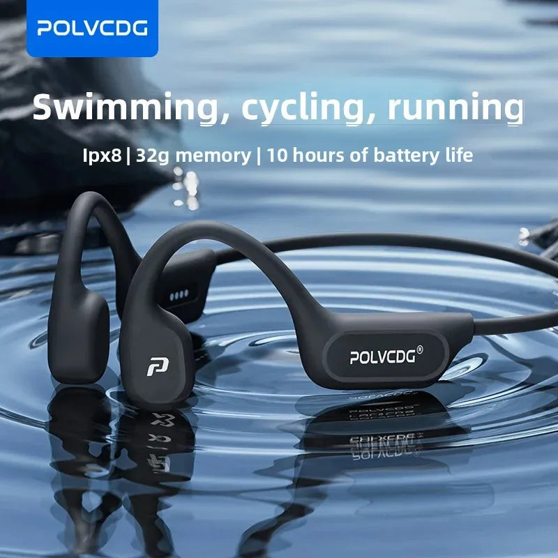 POLVCDG X9 Bone Conduction Earphones IPX8 Waterproof Open Design