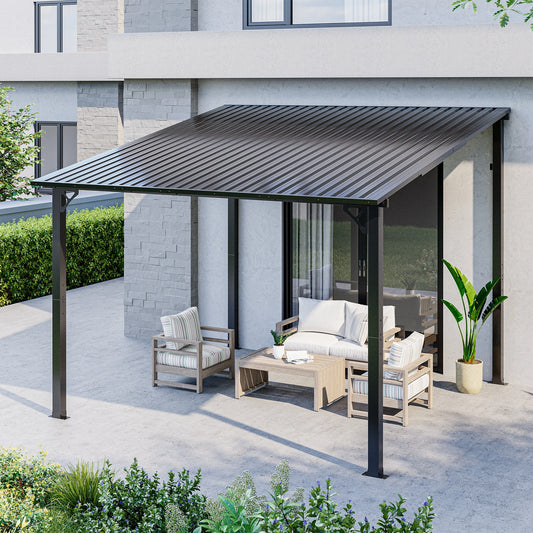 VIWAT Lean To Gazebo With Galvanized Steel Roof Patio