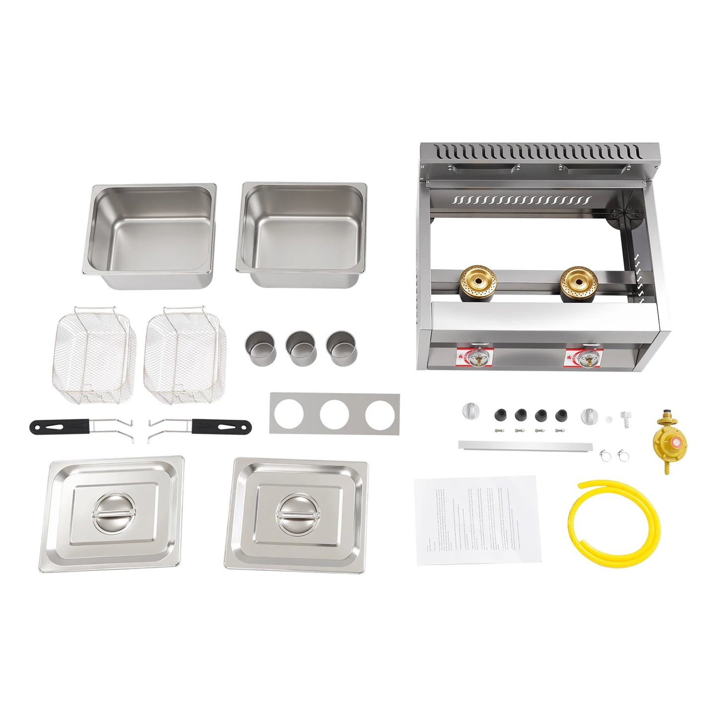 Bymaocar Stainless Steel Dual Tank Commercial Deep Fryer Temperature Control