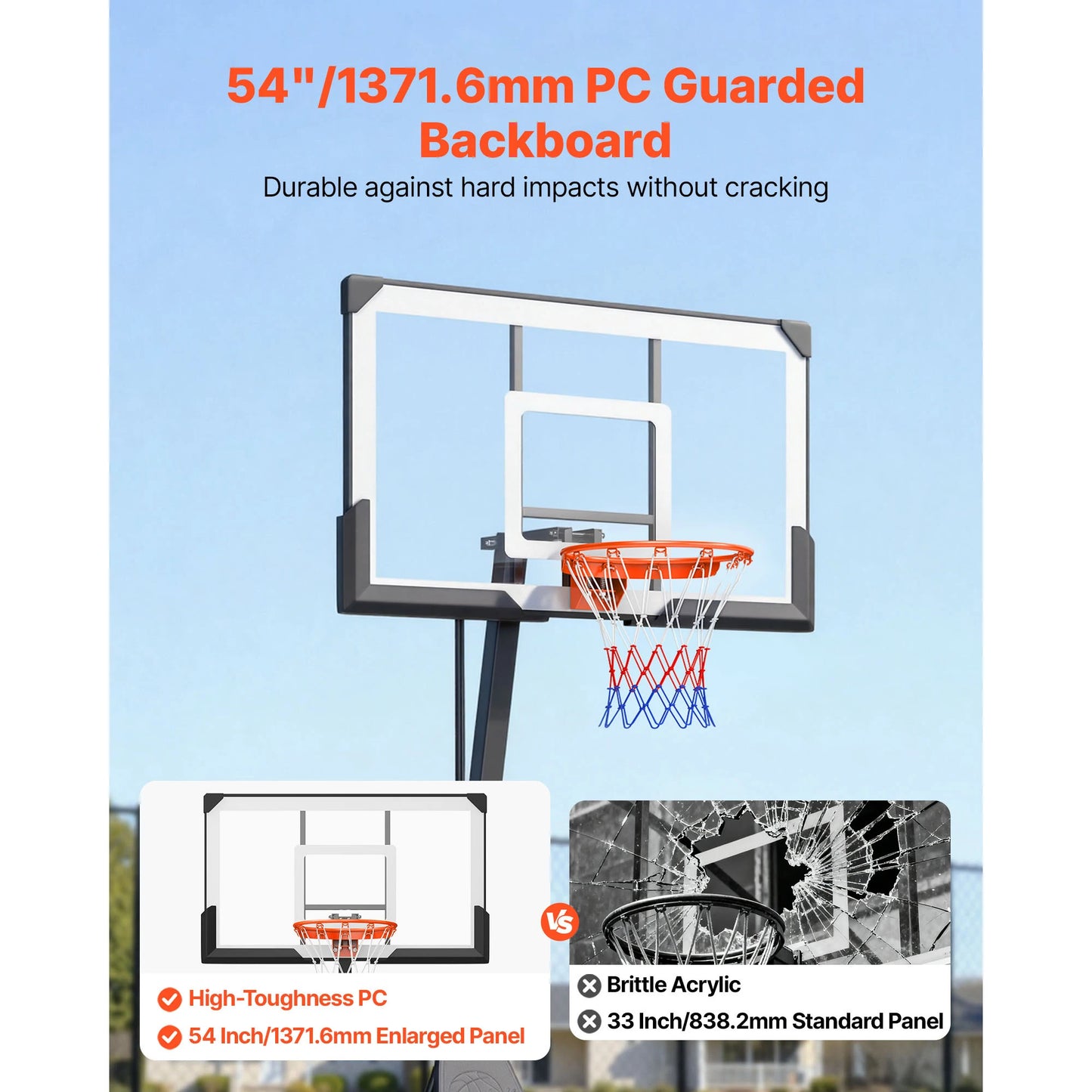 SucceBuy Portable Basketball Stand With Adjustable Height Backboard