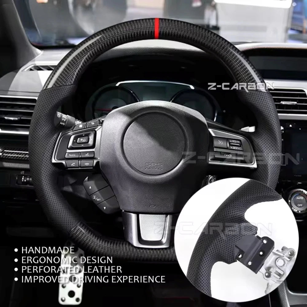 Jianggai Real Carbon Fiber DShaped Steering Wheel Subaru WRX STI