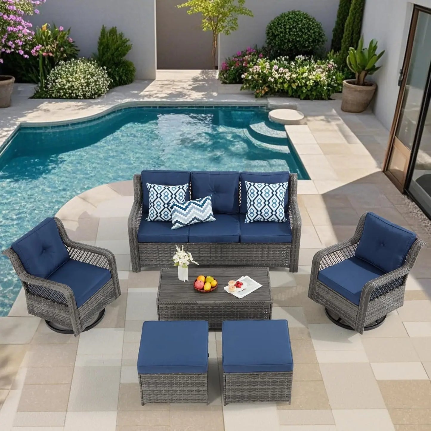 XIAOLANG Wicker Outdoor Patio Furniture Set With Table And Chairs