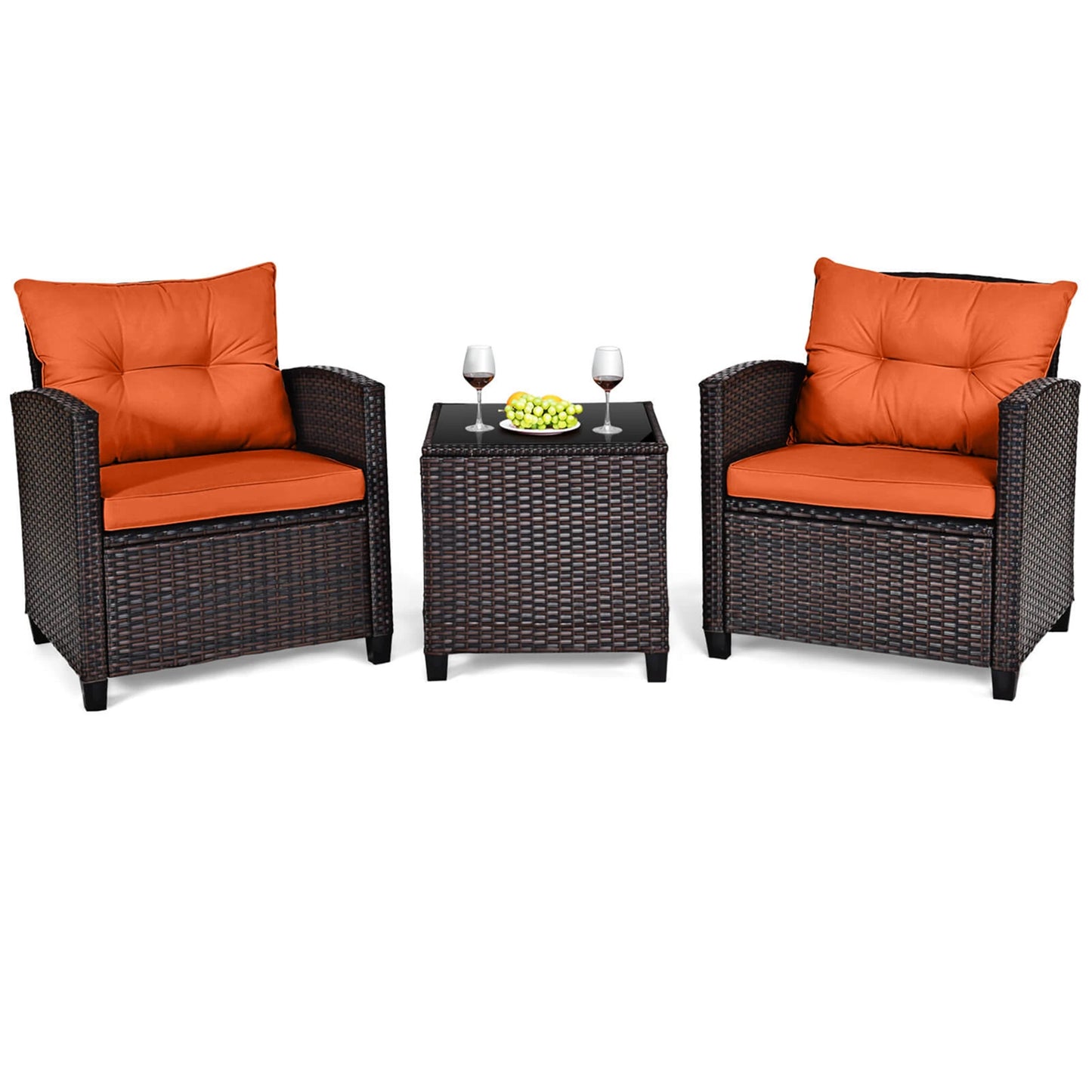 HOMASIS 3-Piece Patio Outdoor Rattan Furniture Set