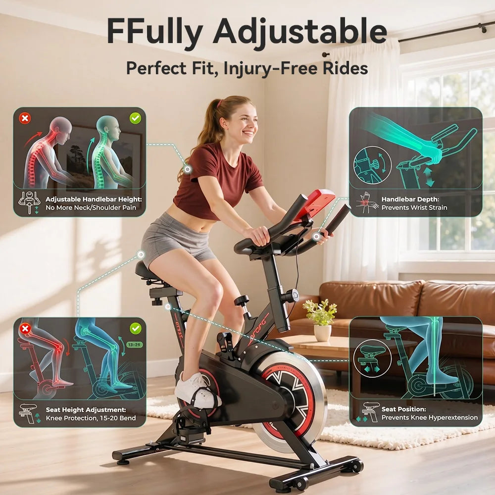 Indoor Spin Bike For Home Cardio Training Quiet Exercise Bike