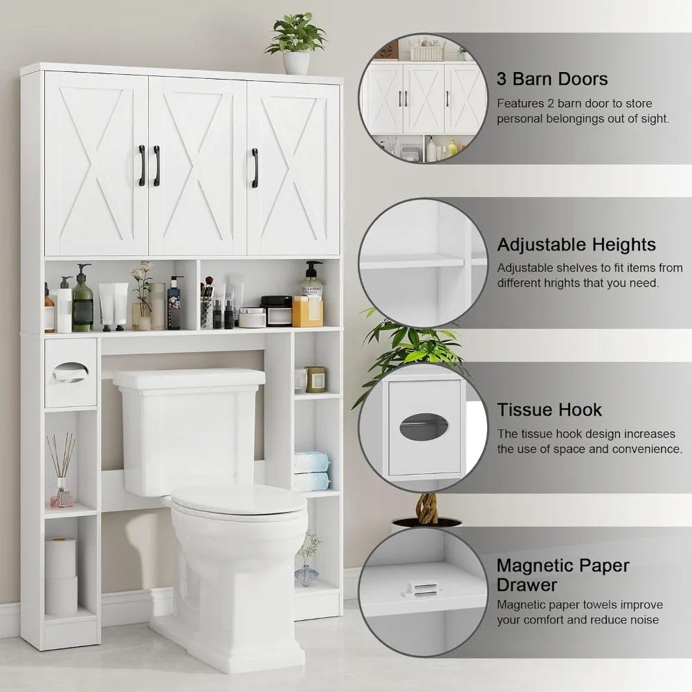 Farmhouse Over Toilet Storage Cabinet With Barn Doors