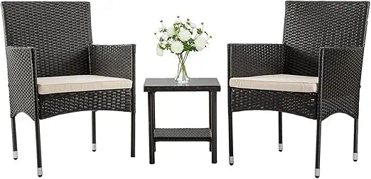 Patio Furniture Set 5 Pieces Outdoor Wicker Rattan Conversation Set