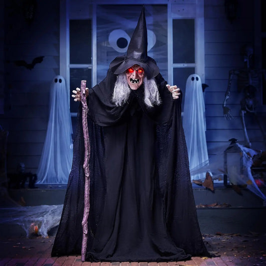 Joyfy Animated Witch Halloween Prop With Sound And Glowing Eyes