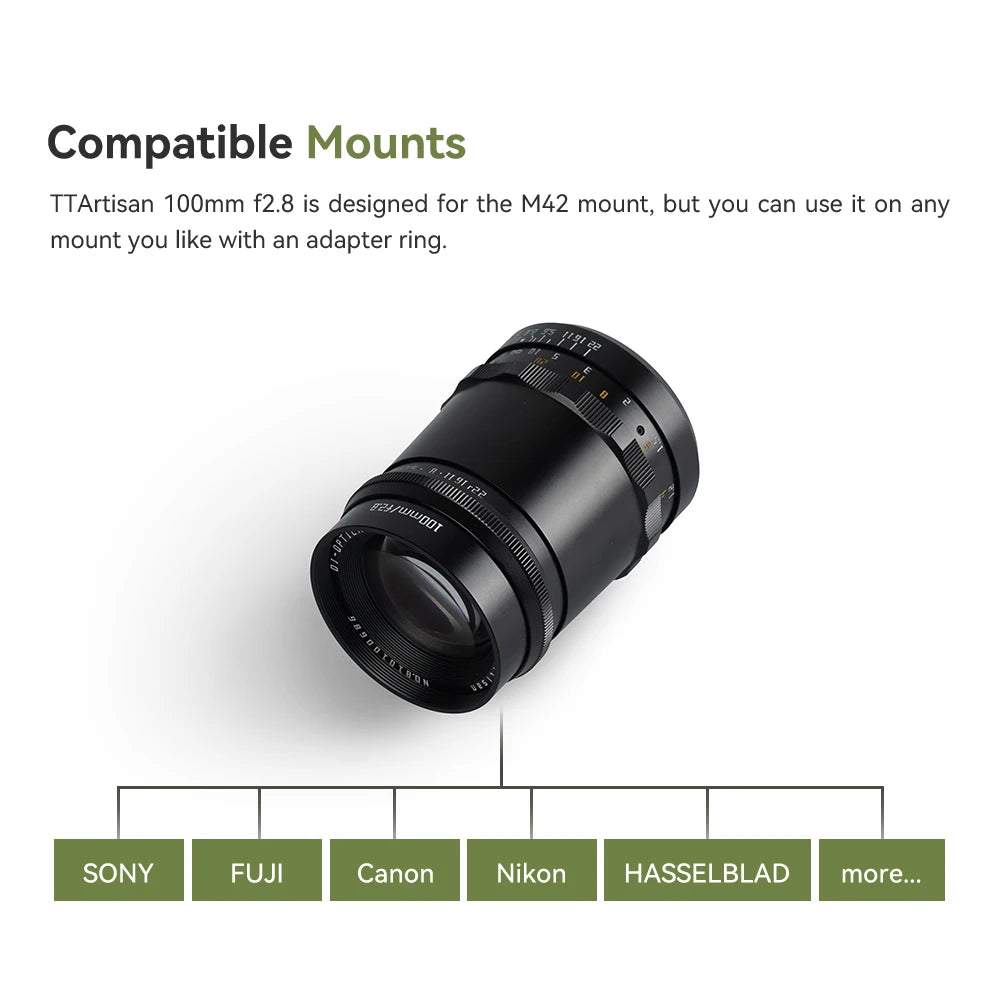 TTArtisan 100mm F2.8 Bubble Bokeh Full Frame Lens M42 Mount