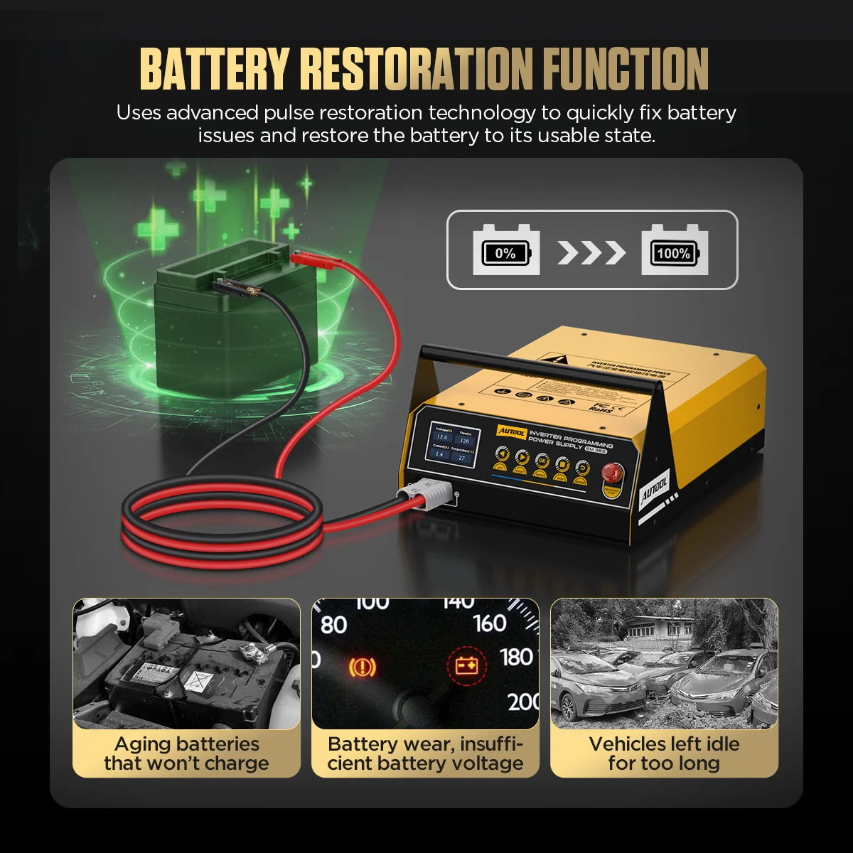 AUTOOL EM365 400A Programming Power Supply And 12V Battery Charger